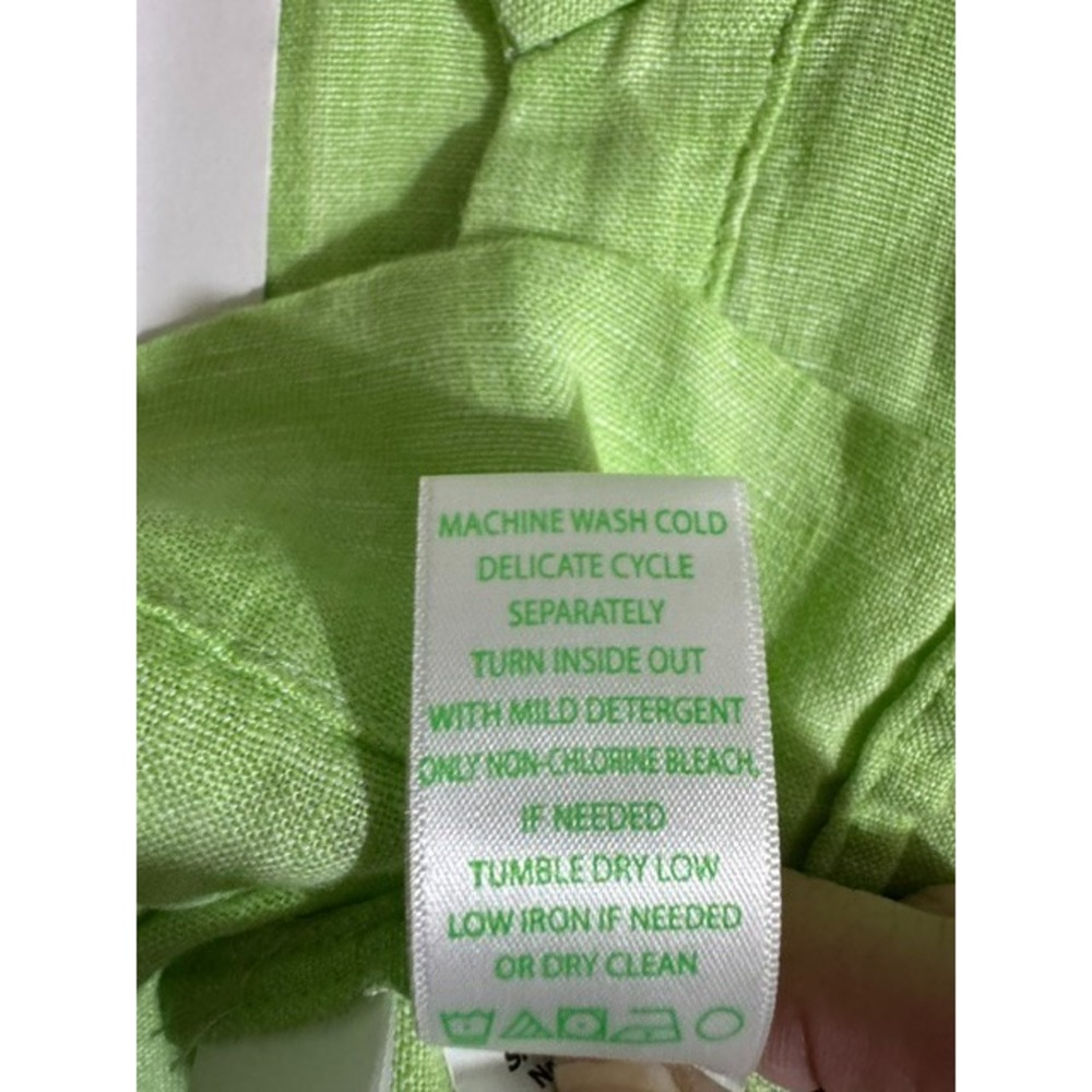 NWT Lilly Pulitzer Mialeigh Linen Top Jade Lime Elbow Sleeve Size 8 - Picture 7 of 9